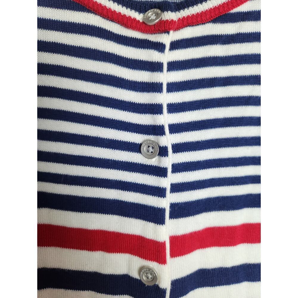 Lands End womens supima cotton lightweight button front cardigan Sz L/T nautical - Picture 2 of 7